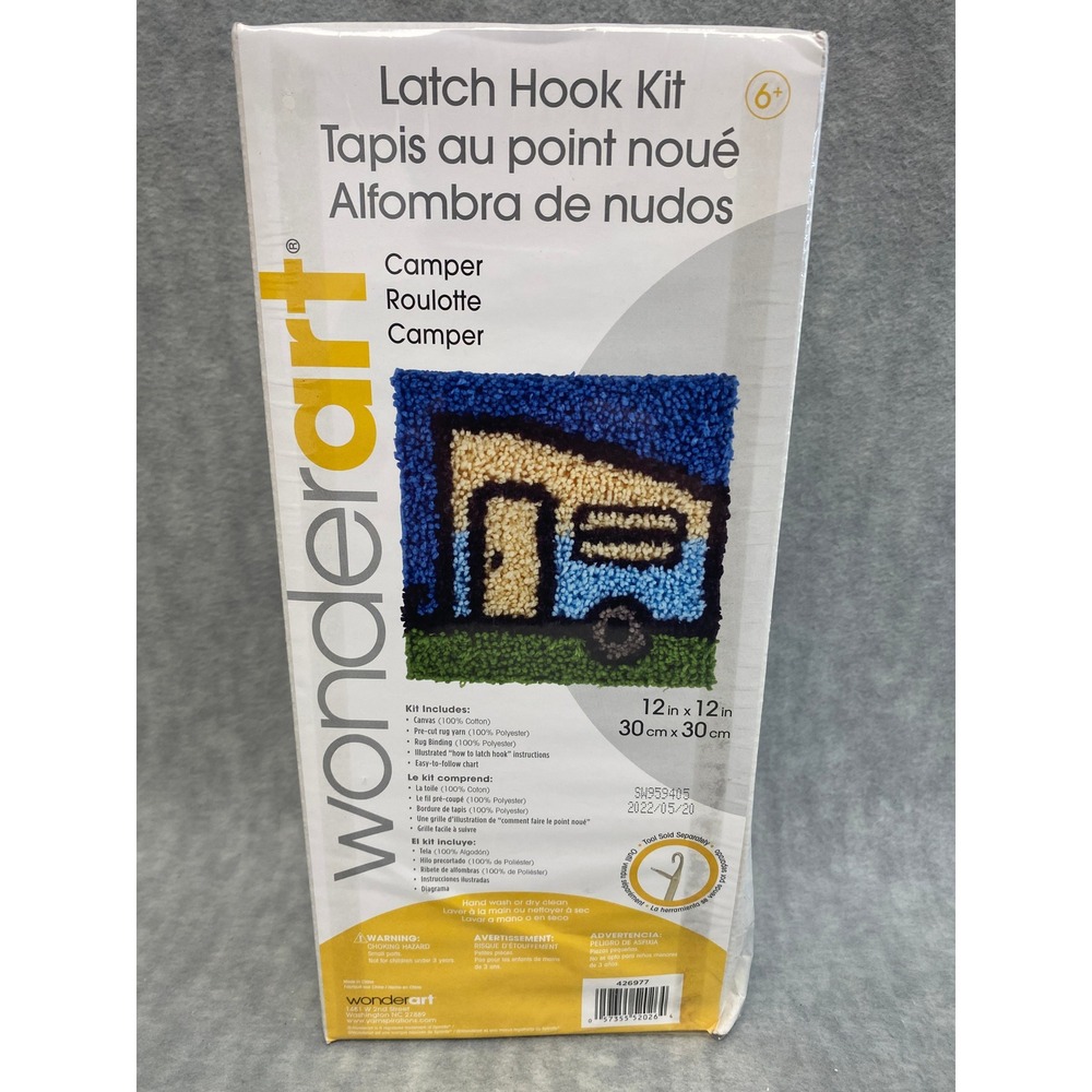 Wonderart Latch Hook Kit Camper 12x12in‎ Rug Making Craft Home Decor Tapestry